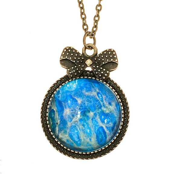 Royal Blue Fluid Ribbon Pendant Necklace – Handmade Wearable Art - Picture 1 of 1